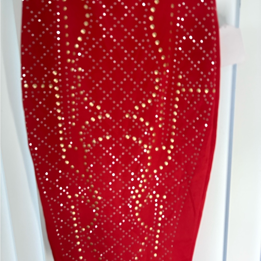 Axist Red Maxi Skirt with Gold Accents